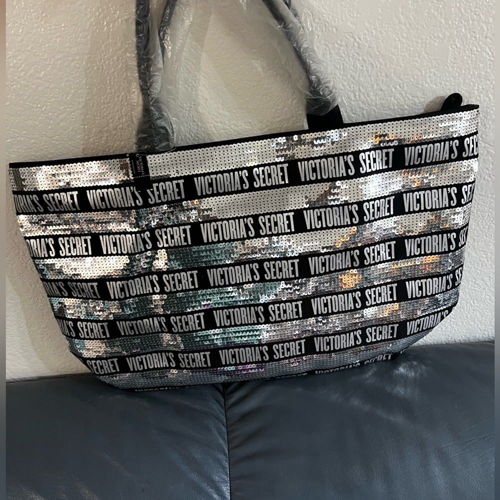 Victoria's Secret Black and Silver Glam Tote